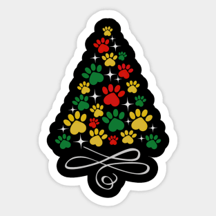 Dog Christmas Paw Print Dogs Cat Christmas Tree Cats Sticker